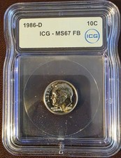 1986-D FB Roosevelt Dime ICG MS67 Uncirculated Denver KM#195