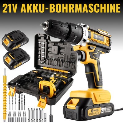 Mit 1/2 Akku Ladegerät 21V Akkuschrauber Set Schlagbohrschrauber Bohrmaschine DE