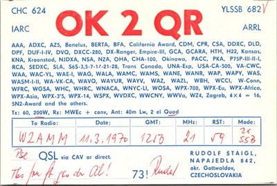 QSL Card 1993 Czech Republic V31DX Contact  CQWW DX Contest Yellow Design