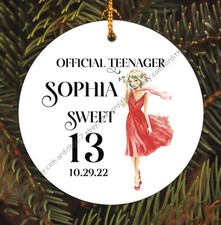 13 Official Teenager Birthday Gift-Thirteen Year Keepsake- Custom Name Ornament-