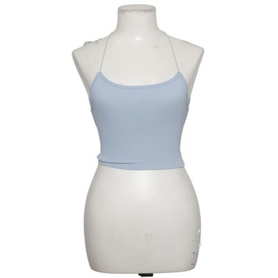 STR, Crop Top, Größe: S, Blau, Streifen, Rippenstrick, Damen #7Qt