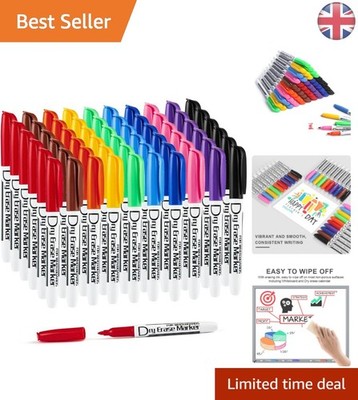 60er Pack ungiftige Whiteboardmarker - feine Spitze, leuchtende Farben für jedes Alter