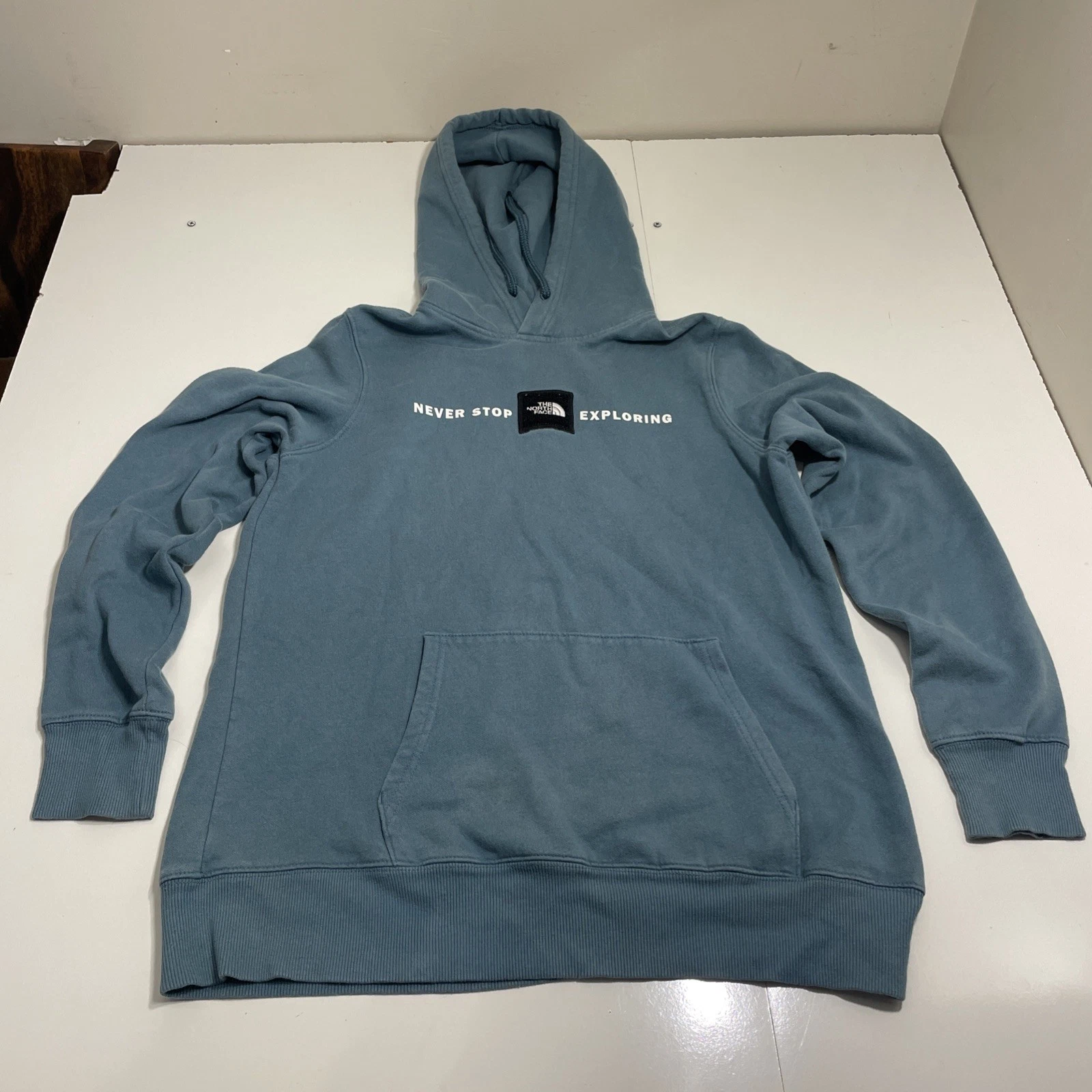 The North Face Never Stop Exploring Pullover Hoodie Women Medium Teal Logo