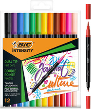 Intensity Felt Tip Pens, Dual Tips with Fine and Brush Tips, Vibrant Colouring P