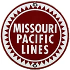 VINTAGE MISSOURI PACIFIC LINES PORCELAIN SIGN DEALERSHIP TRAIN STATION RAILROAD