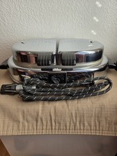 Vintage Manning Bowman 2527 Double Waffle Iron Chrome Art Deco Tested Working