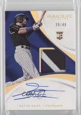 2017 Panini Immaculate Rookie Gold /49 David Dahl #105 Patch Auto tx8