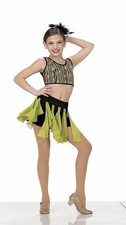 Dance Costume Art Stone 2358 Lime Green XL Child Jazz Sequin Tap Sequin Striped