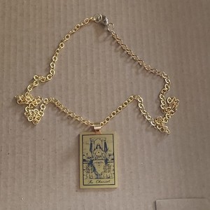 Gold-Tone The Chariot Tarot Card Pendant Necklace Wicca & Paganism Jewelry