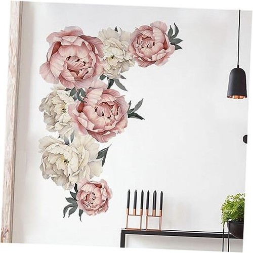 Large Peonies Flower Wall Stickers, Delicate Peony Rose Floral Art Wall