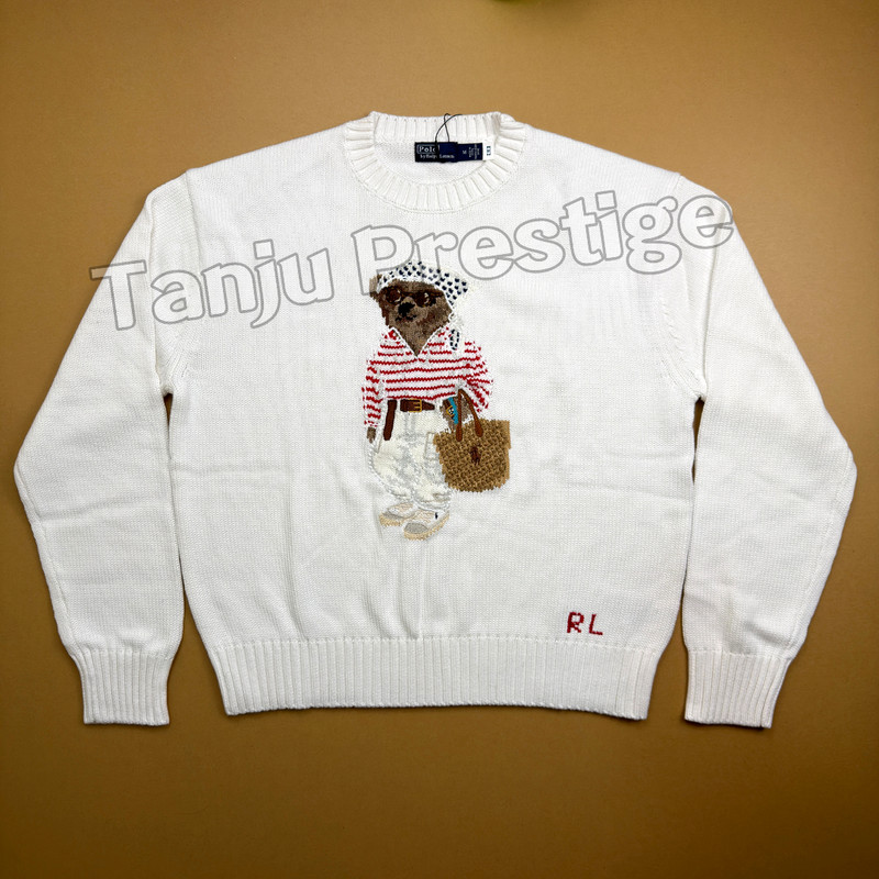POLO RALPH LAUREN Polo Bear Coastal Chic Sweater White Beach Women’s S - Bid No