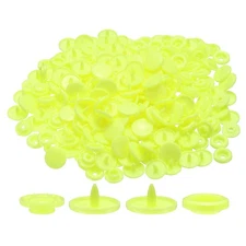 400 Set Plastic Snaps T5 Round Resin No-Sew Button Fasteners Kit, Neon Green
