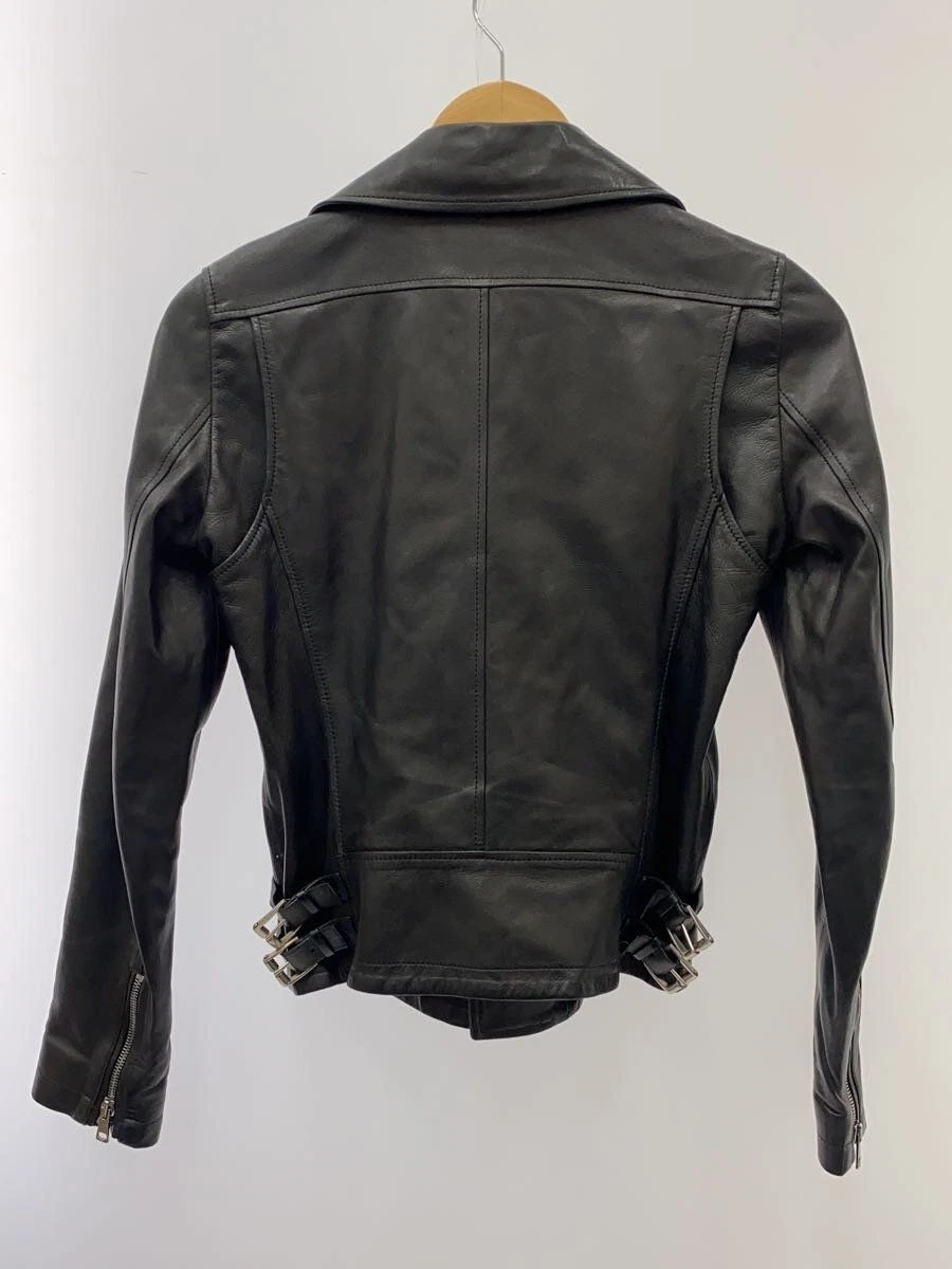 GUCCI giubbotto cavalieri doppio 36 pelle di capra nero tinta unita 419017XN 336