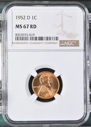 1952 D Lincoln Cent NGC MS67 RED