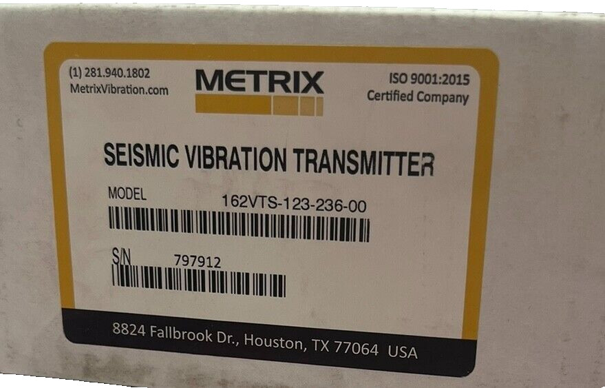 (1) NEW Metrix Seismic Vibration Transmitter 162VTS-123-236-00