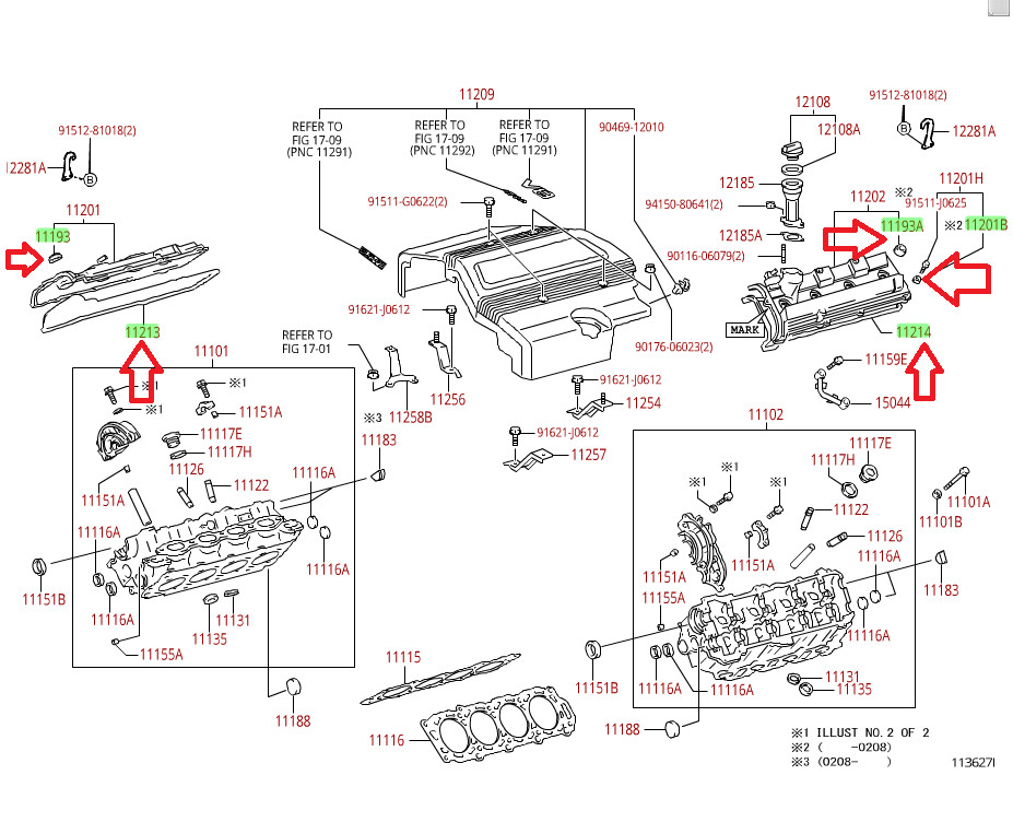 L GS430 (20012002) OEM Ge VALVE COVER GASKETS SET C 32.30