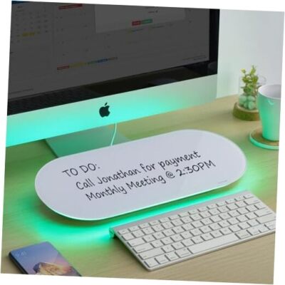  Glass Desktop Whiteboard - 17 X 7 Inches Small Dry Erase Board Green Light