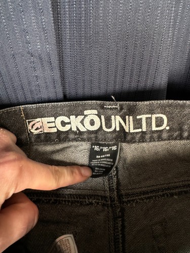 Vintage Ecko Unltd. Jeans Nero Denim Y2K Relaxed Vestibilità Dritta Donna 16 - Foto 5 di 14