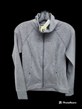 Women's All in Motion Femme Knit Jacket Charcoal Heathered zip front Size SM