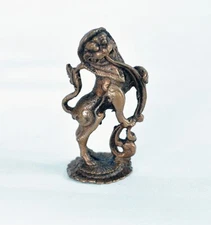 Yali Lion Copper Statue, Defender of Hindu Temples Fierce Looking W/Bulging eyes