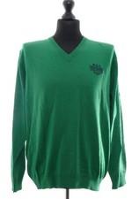 Maglione maglione uomo Montecarlo L verde leggero scollo a V maglia + cotone