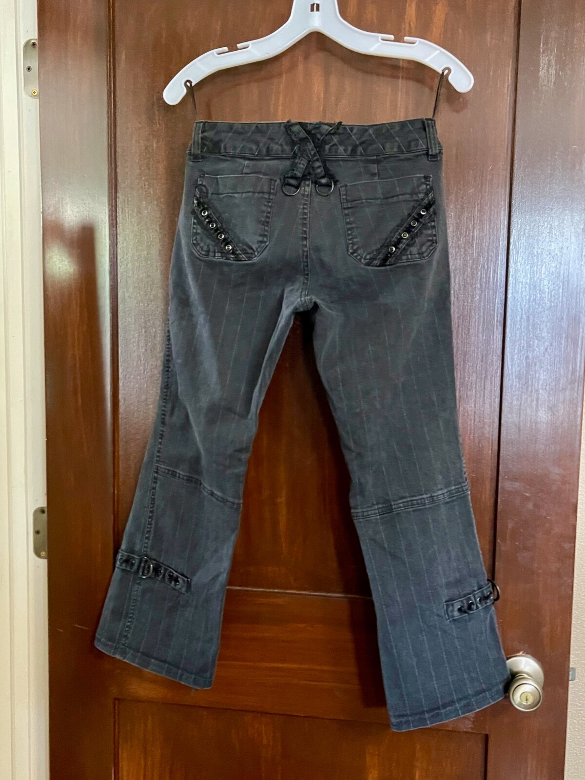 Vintage Y2K Tripp NYC capri pants black velvet size 3 26 rhinestone sexy 2000s image 5