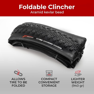 Fincci 700x25c Bike Tires - Pack Of 2 Foldable Road Tires With Nylon Protection