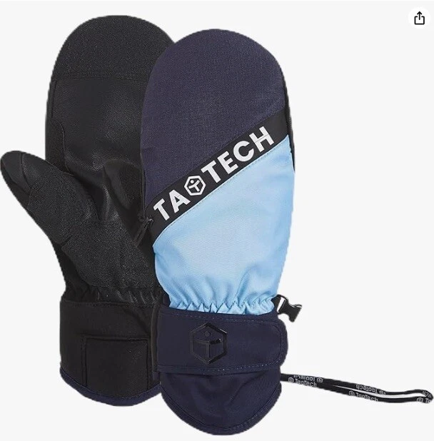 Taotech Snow Mittens w/Glove Liners Touchscreen M Blue Zip Open Wrist Guard