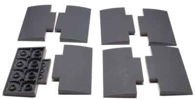 LEGO - 8 Dachsteine gebogen 5x8x2/3 dunkelgrau / Rampe / 71771 NEUWARE
