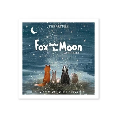 THE ART FILE 2026 Wall Calendar Fox Under the Moon Stacey McNeill - 12 Adorable Illustrations