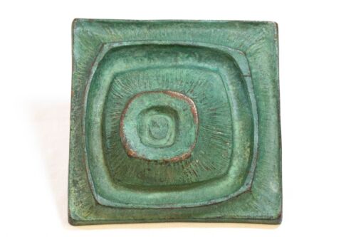 MCM Solid Metal BRUTALIST STYLE Verde Gris Patina Door Pull ITALY (SLH)