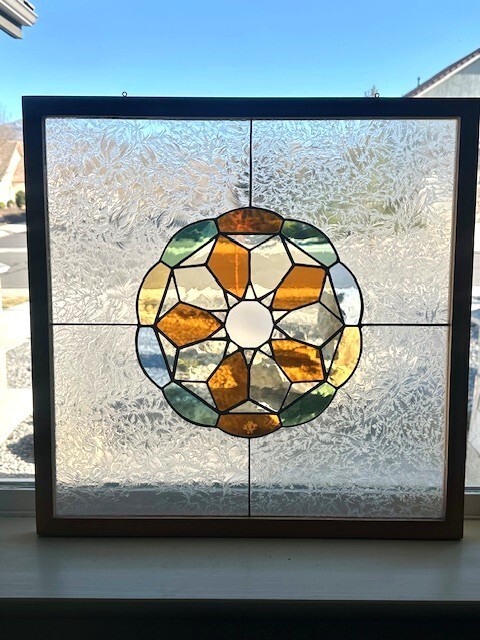 Vintage Stain Glass Window hanging Geometric, 3-dimensional