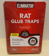 Eliminator Rat Glue Traps, 1 Pack of 2, No Bait Required for Rats, Mice, Insects