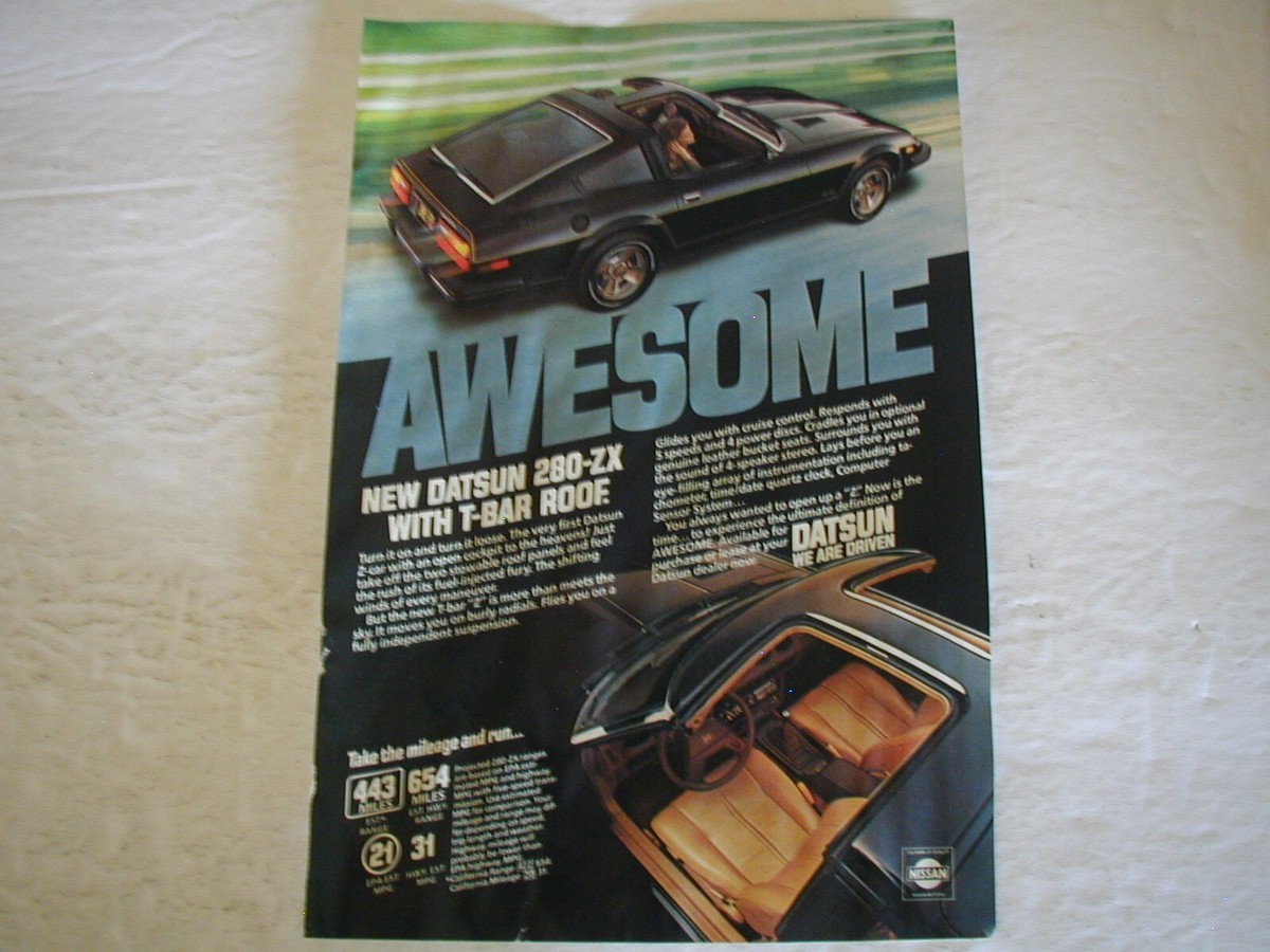 1980 DATSUN NISSAN 280-ZX T-BAR ROOF MAN CAVE WALL ART VINTAGE