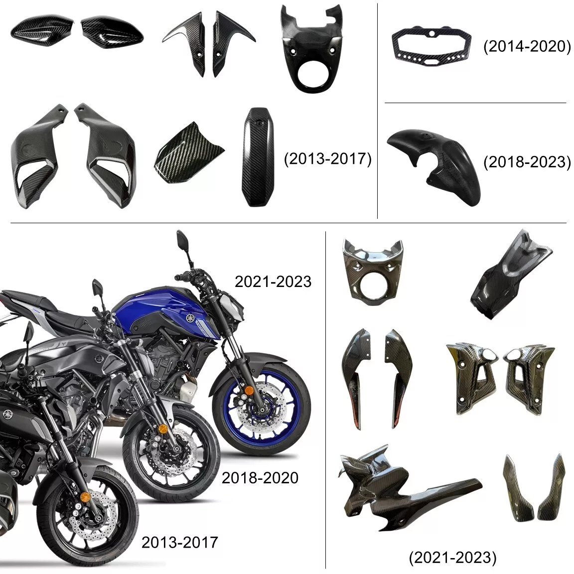 MOS Carbon Fiber Parts and Accessories for YAMAHA MT 07 FZ 07 2013 2023