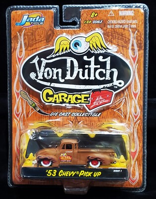 ダイキャスト　Von Dutch  ‘53ベルエア　‘51マーキュリー　洋書レア Jada 53 1953 Chevy Pickup Truck Von Dutch Garage Hot Rod Chevrolet
