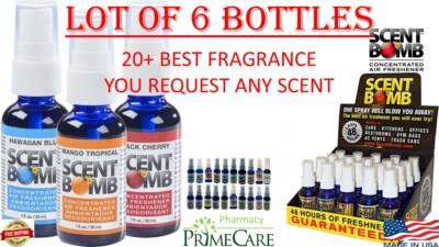 6 ASSORTED Strong Scent Bomb Air Freshener 100%  High Concentrated 1 oz (6 Pack)