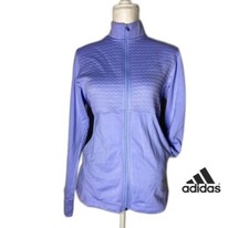 NWT 70 ADIDAS Golf Women L Textured Full-Zip Jacket w Thumbholes in Violet