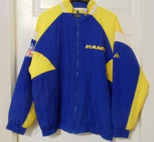 Vintage 90s Los Angeles Rams NFL Authentic Apex One Jacket Medium LA Blue Yellow