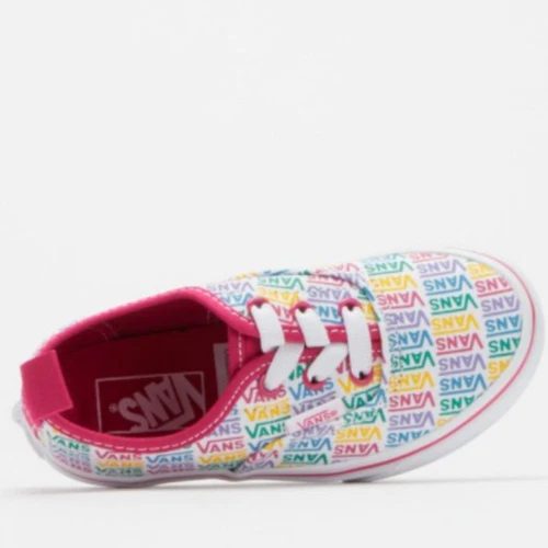 Scarpe Vans Bambini Autentiche Elastiche Arcobaleno Cabaret True White Taglia 10.5K Nuove con etichette