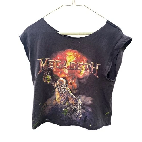 Megadeth Band Shirt Muscle Crop Top 80s Thrash 1980s vintage concert t-shirt, vintage, single stitch, B+ condition