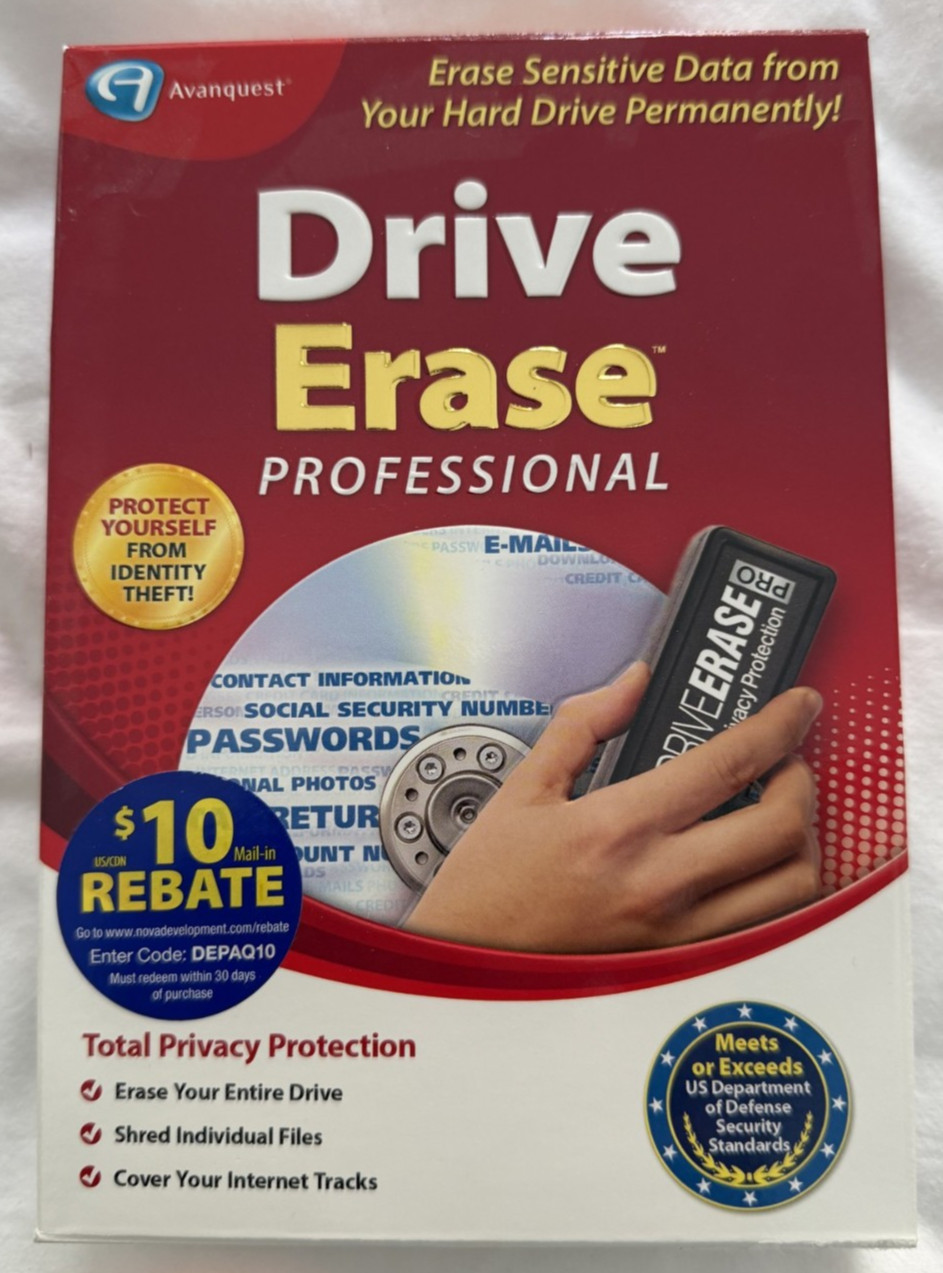 Drive Erase Professional 2012 Avanquest  Secure Disk Wipe NEW