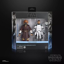 HASBRO STAR WARS THE BLACK SERIES PLO KOON & CLONE COMMANDER WOLFFE FIGURE SET