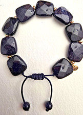 LOLA ROSE BEAUTIFUL SPARKLY DARK BLUE GOLDSTONE FLAT GEMSTONE BRACELET - NWOT