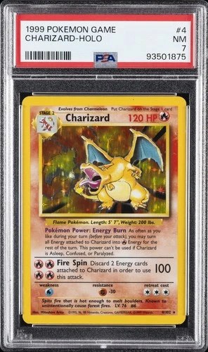 1999 POKEMON BASE SET UNLIMITED #4 CHARIZARD-HOLO PSA 7