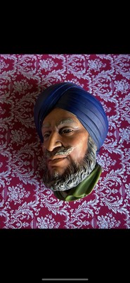 Vintage 1966 Bossons ''SIKH'' Kreidegeschirr Kopf Wandbehang Top Zustand 