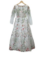 Lan Ting Embroidered Wedding Dress Forest Womens Size 10 Bridal Prom Formal
