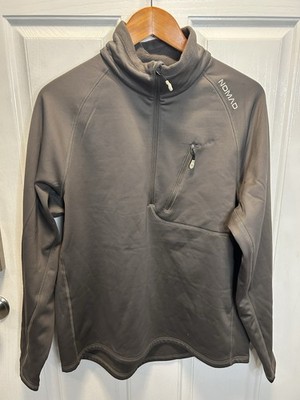 NOMAD Mens Large 1/4 Zip Fleece Pullover Jacket Brown Hunting Mid Layer