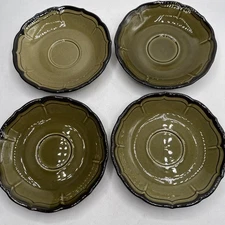 Vintage Set Of Four Metlox Poppy Trail Green Saucer MCM Retro 1970s USA
