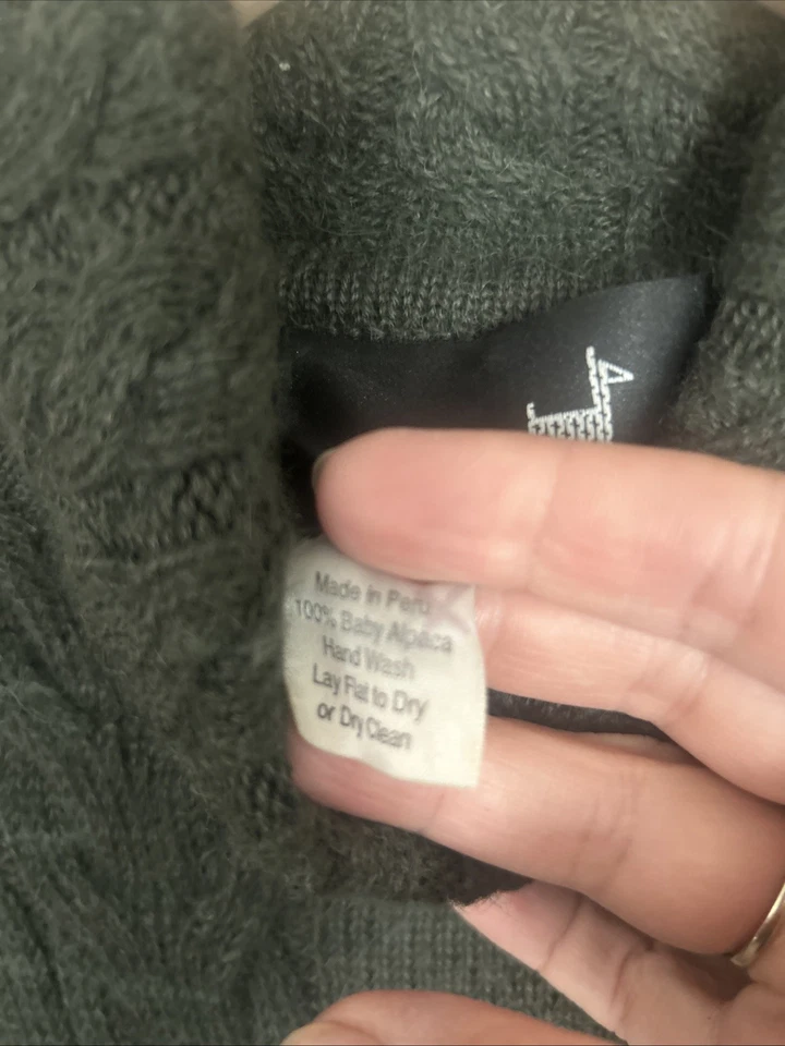 Peruvian Connection Turtleneck Midi Sweater Dress S Baby Alpaca Forrest Green - Image 3 of 4